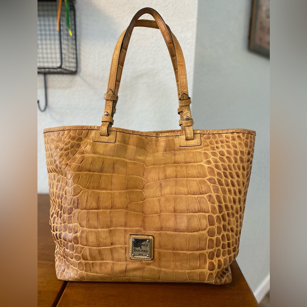 Dooney & Bourke Tan Croc-Embossed Tote Bag